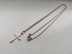 Gouden ketting met kruis hanger, Sieraden, Tassen en Uiterlijk, Kettingen, Ophalen of Verzenden, Zo goed als nieuw, Goud, Goud
