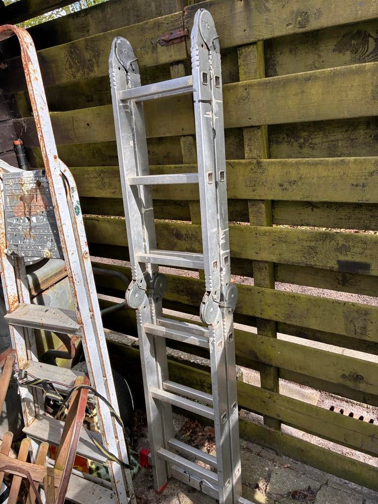 Aluminium vouwladder 4x3, inklapbaar en multifunctioneel, Ophalen, Gebruikt, Ladder, Opvouwbaar of Inschuifbaar