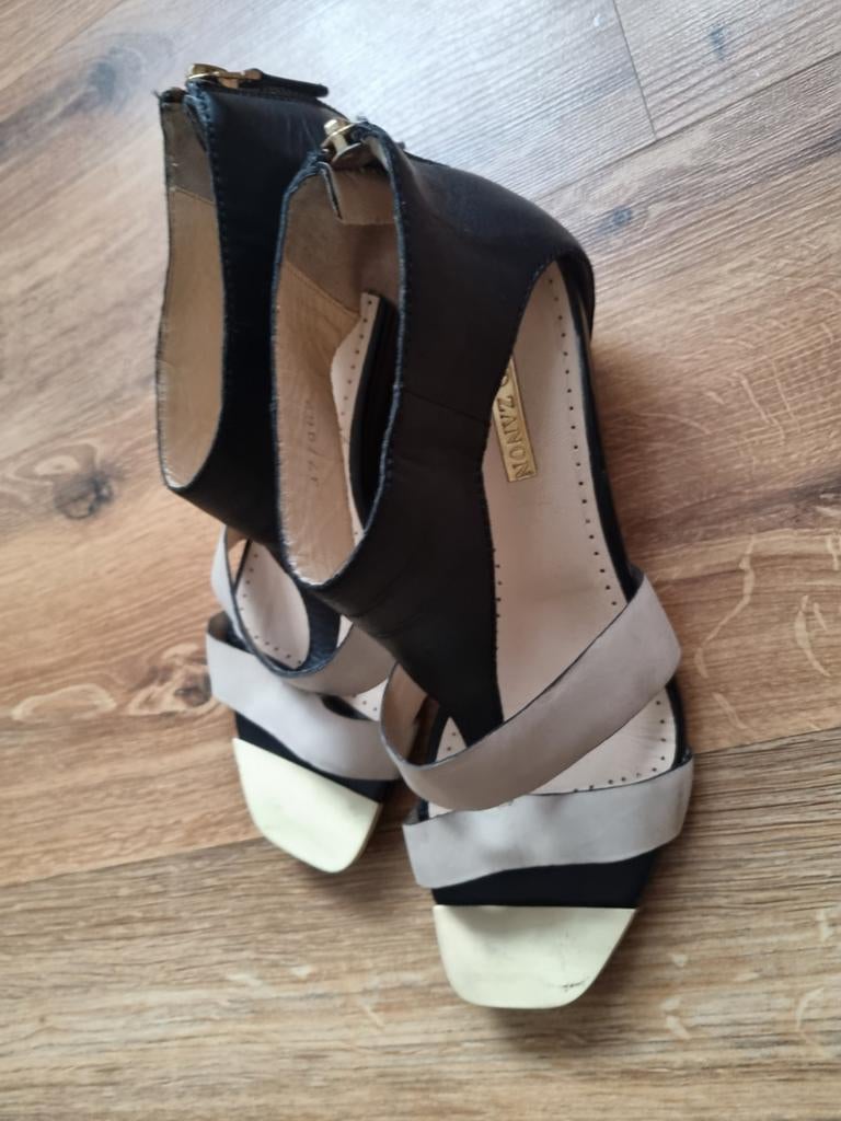 Silvio Zanon Sandalen met Hak - Zwart/Beige/Goud, Kleding | Dames, Zwart, Sandalen of Muiltjes, Ophalen of Verzenden, Silvio Zanon
