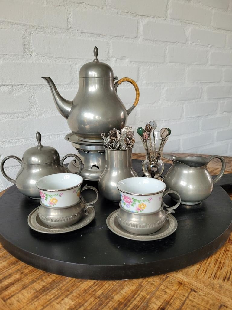Tinnen set servies, Antiek en Kunst, Antiek | Tin, Ophalen of Verzenden