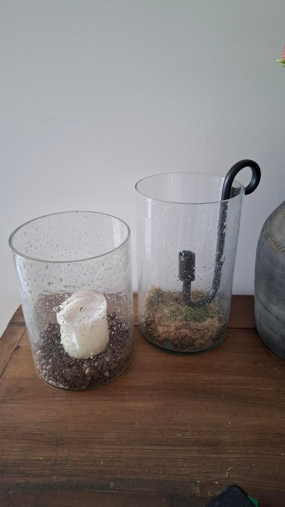 Windlicht bubbles- 2 stuks, Ophalen of Verzenden, Overige materialen, Minder dan 25 cm