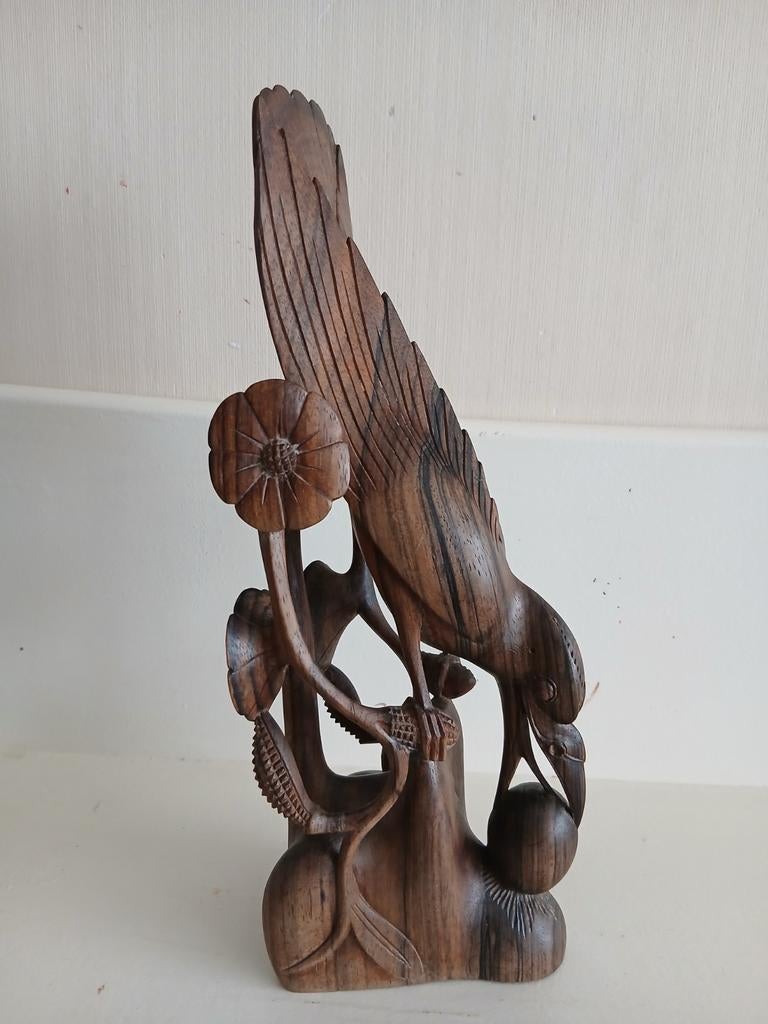 Indonesisch Balinees ? houten beeld vogel met ei, Antiek en Kunst, Ophalen of Verzenden