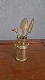 Miniatuur Melkbus met Tuingereedschap - Messing Decoratie, Antiek en Kunst, Ophalen of Verzenden