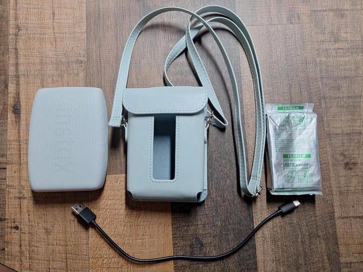 Fujifilm instax mini link 3 pocket printer mintgroen + hoes, Audio, Tv en Foto, Fotocamera's Digitaal, Zo goed als nieuw, Fuji