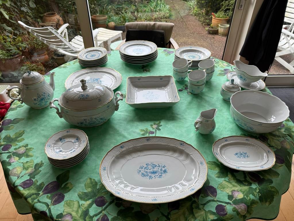 Hollóháza 6-delig eetservies en thee set, handgeschilderd, Ophalen, Zo goed als nieuw, Overige stijlen, Porselein