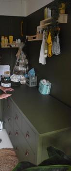 Hemnes kast Ikea groen met leren greepjes, Ophalen, Gebruikt, 5 laden of meer, 150 tot 200 cm