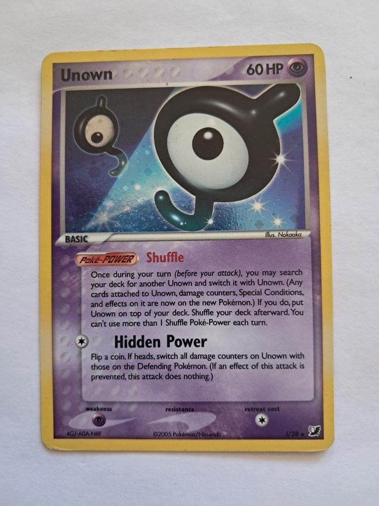 Unown J/28 Holo Unseen Forces, Ophalen of Verzenden, Zo goed als nieuw, Losse kaart, Foil