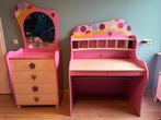 Meisjesset: bureau met bureaustoel en ladekast met spiegel, Huis en Inrichting, Kasten | Ladekasten, Ophalen, 50 tot 100 cm, Zo goed als nieuw