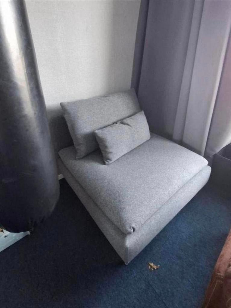 Grijze lounge fauteuil Ikea Shorerhamn met kussens, Huis en Inrichting, Gebruikt, Modern, Lounge, 75 tot 100 cm, Ophalen of Verzenden