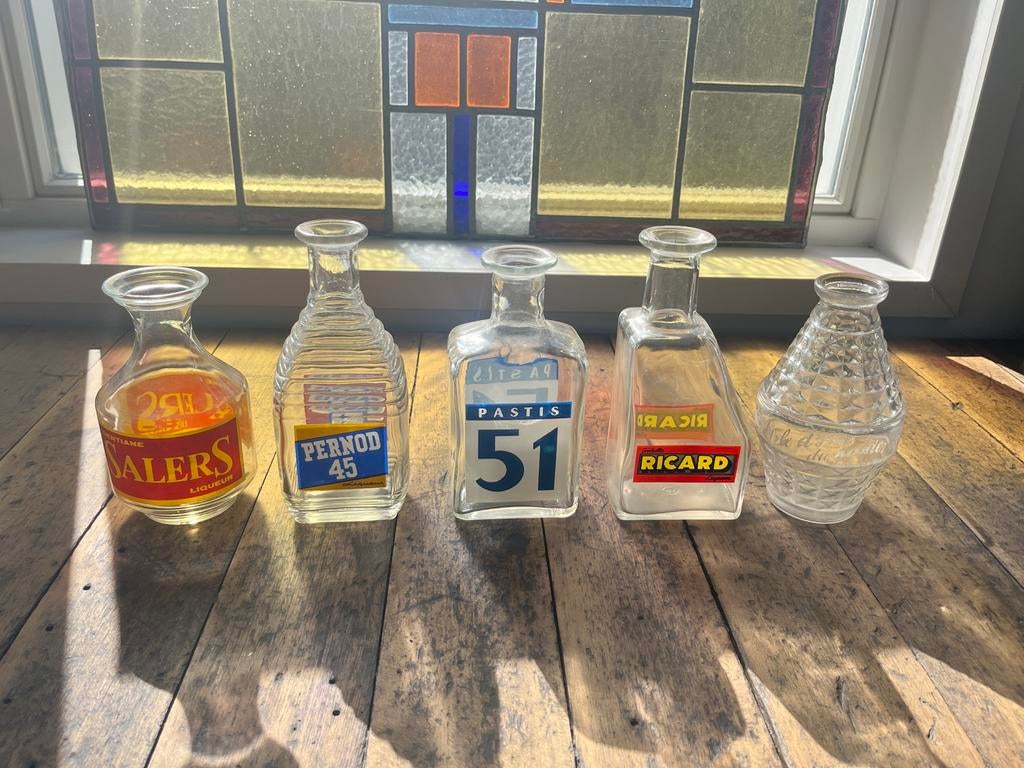 5 franse waterflessen, Ophalen of Verzenden