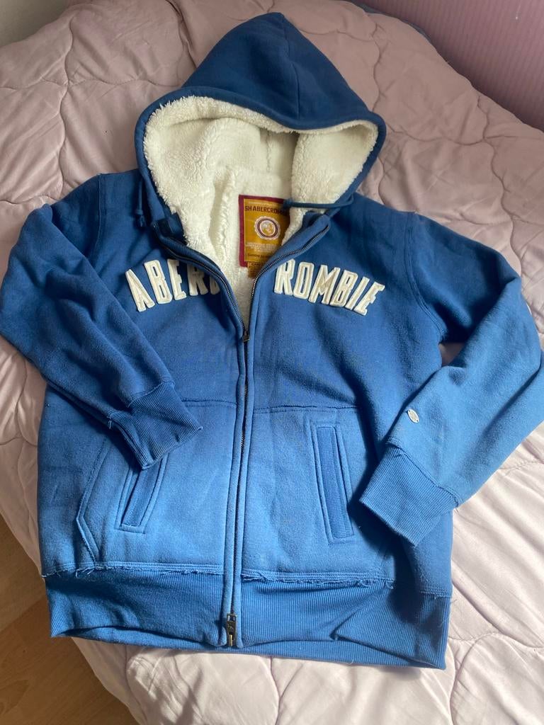 Abercrombie & Fitch hoodie, gevoerd, maat M, Ophalen of Verzenden, Gedragen, Maat 38/40 (M), Blauw
