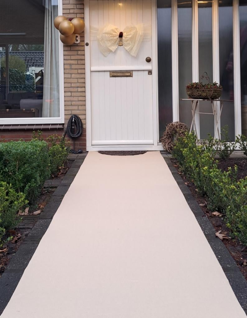 Loper (zandkleur) 5 meter lang, Huis en Inrichting, Stoffering | Tapijten en Kleden, Ophalen, Crème, Gebruikt, 100 tot 150 cm