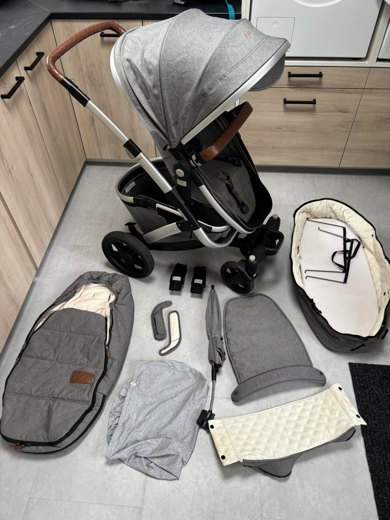 Joolz Geo Grey Kinderwagen. Complete set. Gebruikt. TEAB., Kinderen en Baby's, Kinderwagens en Combinaties, Gebruikt, Verstelbare duwstang