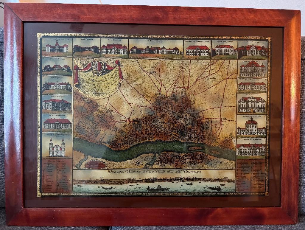 Plan de Varsovie - Schilderij op glas - Warschau Polen, Ophalen of Verzenden