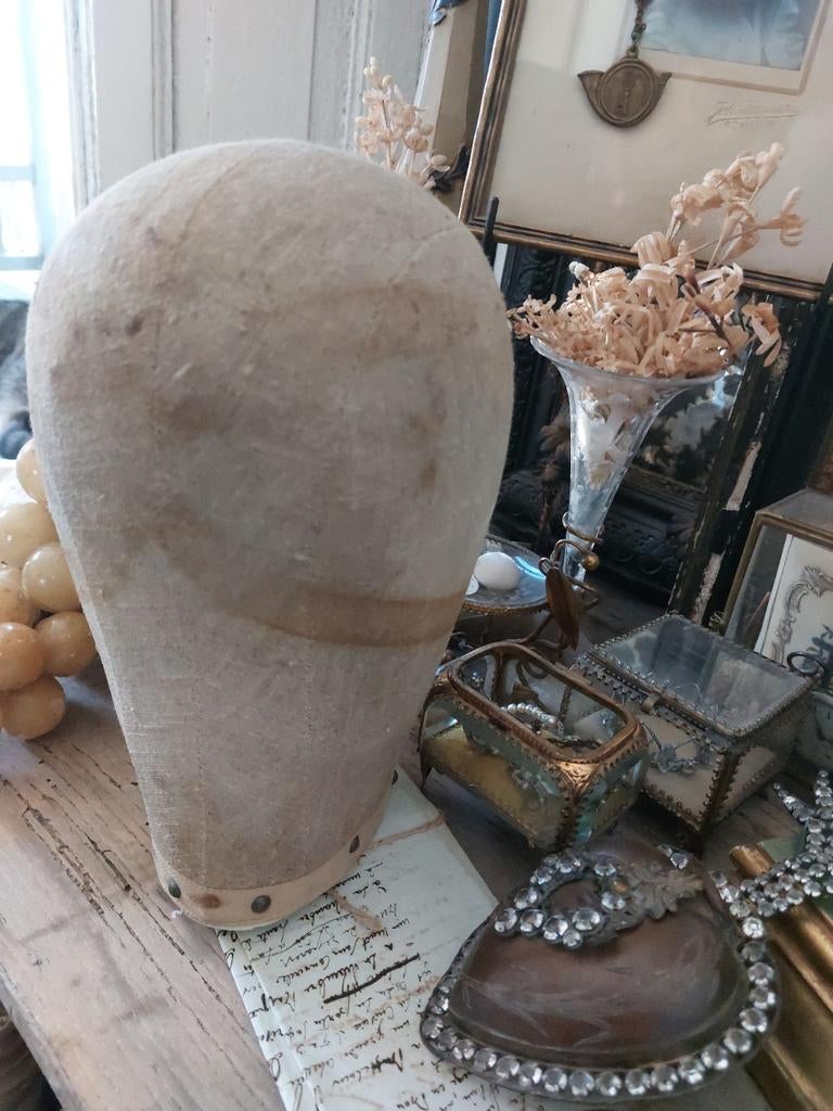 Oud linnen pruiken kop/hoedenhoofd, Antiek en Kunst, Ophalen of Verzenden