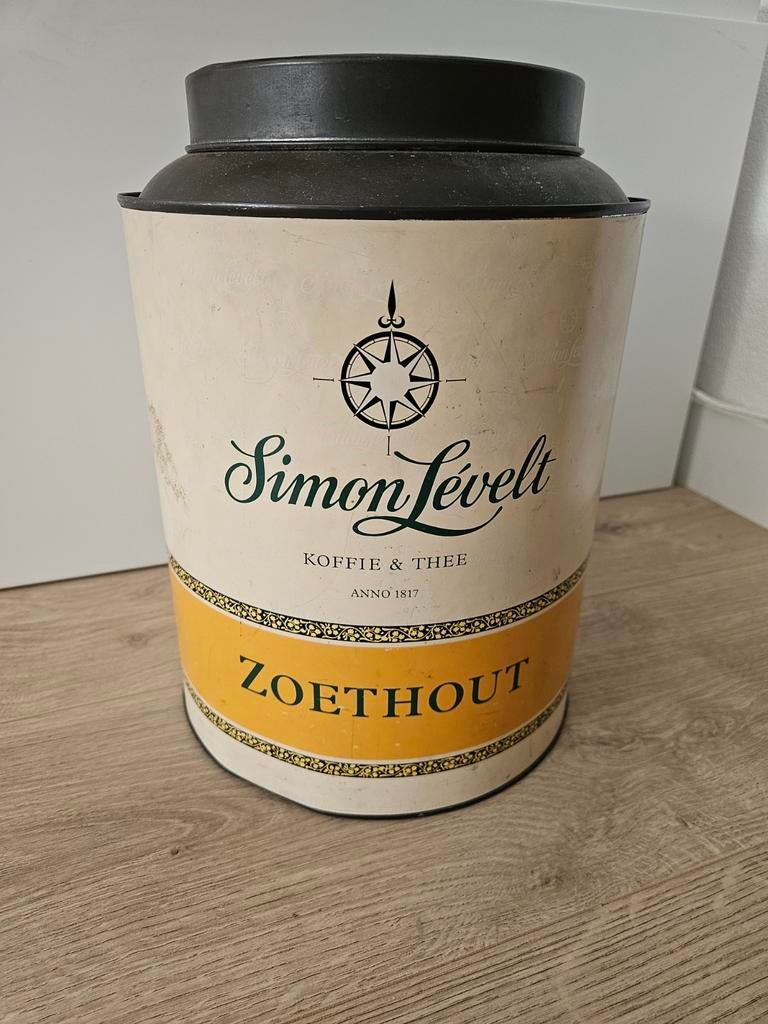 Vintage Simon Lévelt Thee Blik - Zoethout, Verzamelen, Blikken, Gebruikt, Thee, Overige merken, Ophalen