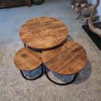 Diverse mangohouten salontafels, Ophalen, 50 tot 100 cm, Rond, 50 tot 100 cm