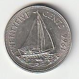 25   cent 1966   Bahamas. km. 6, Ophalen of Verzenden, Noord-Amerika, Losse munt