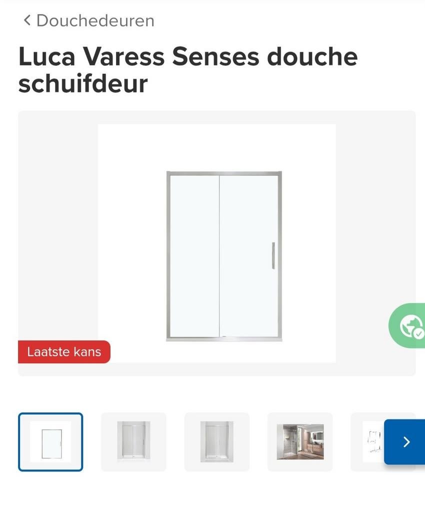 IN VOORTHUIZEN! Luca Varess Schuifdeur 116-120x200cm Chroom, Ophalen, Nieuw, Glas, Douche