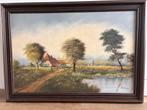 Schilderij P. Vosman - Hollands Landschap met Boerderij, Antiek en Kunst, Ophalen