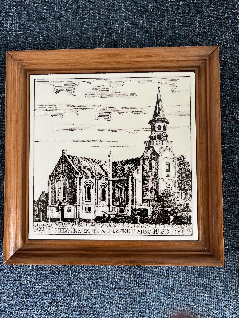 Tegeltje met houten omlijsting, Ophalen of Verzenden, Vierkant, Minder dan 50 cm, Minder dan 100 cm