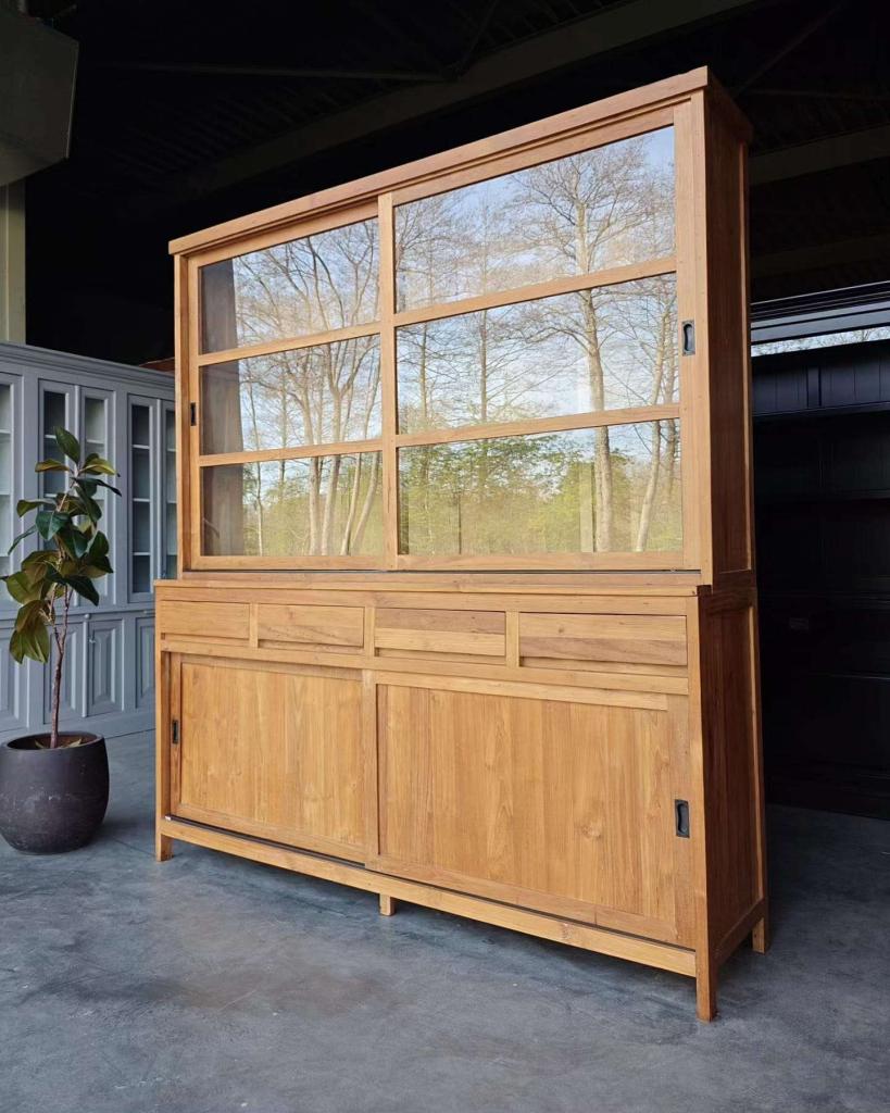 Schoolkast Teak | Greeploze Winkelkast | Buffetkast #8028, Huis en Inrichting, Kasten | Buffetkasten, Niet ingevuld, Gebruikt