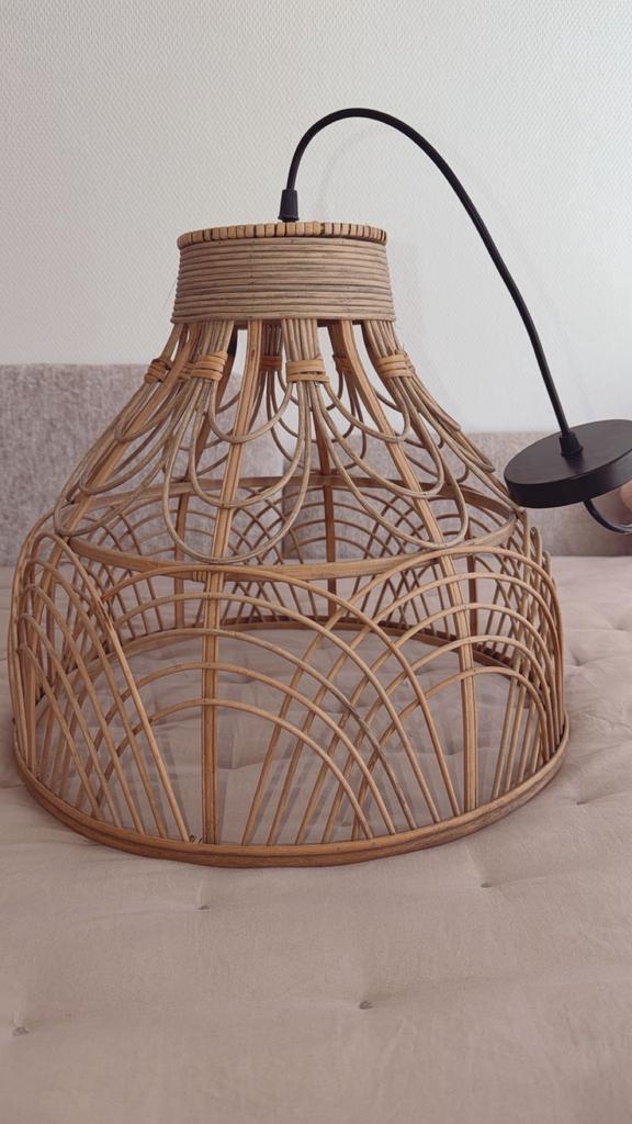 Rotan hanglamp, Ophalen of Verzenden, Zo goed als nieuw, Rond