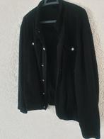 Zwarte spijkerblouse/jas met kraanvogelprint, Zwart, Maat 42/44 (L), Ophalen of Verzenden, Onbekend