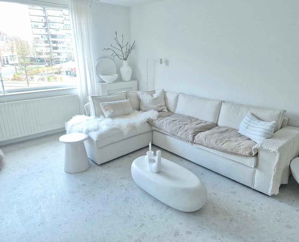 Woood pebble wit betonlook ciré salontafel Loods 5 VT Wonen, Huis en Inrichting, Tafels | Salontafels, Ophalen, Minder dan 50 cm