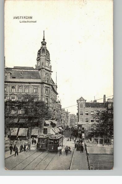 Amsterdam Leidschestraat met trams st 1908, Verzenden, Voor 1920, Gelopen, Noord-Holland