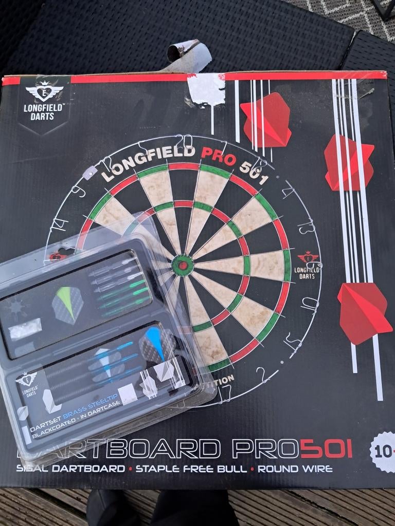 Longfield Dartbord Pro 501 met pijlen - Nieuw in doos, Ophalen of Verzenden, Nieuw, Dartbord met pijlen