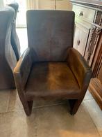 6 Bruine Keukenstoelen met Wieltjes - 58cm breed, Ophalen, Gebruikt, Bruin, Vijf, Zes of meer stoelen