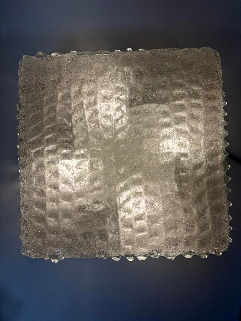 Vintage Hillebrand Ijsglas Plafonnière ijsglas / bubbel, Ophalen of Verzenden, Zo goed als nieuw, Glas