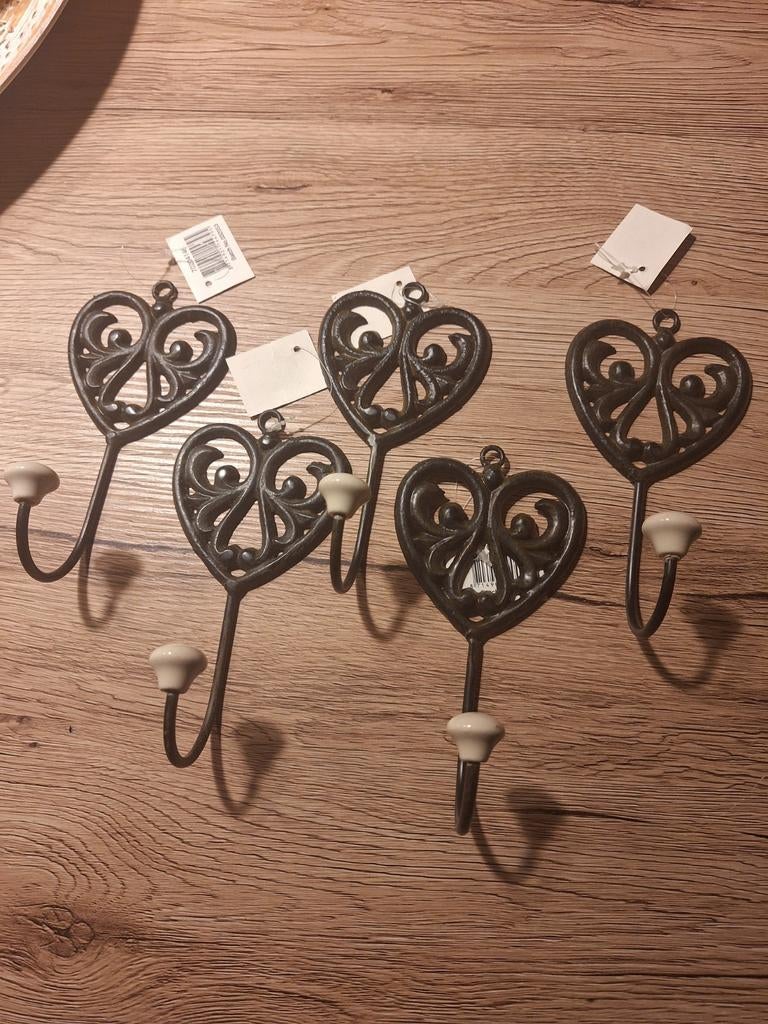 5 st ijzeren kapstokhaken, Ophalen of Verzenden, Nieuw, Wandkapstok, Minder dan 100 cm