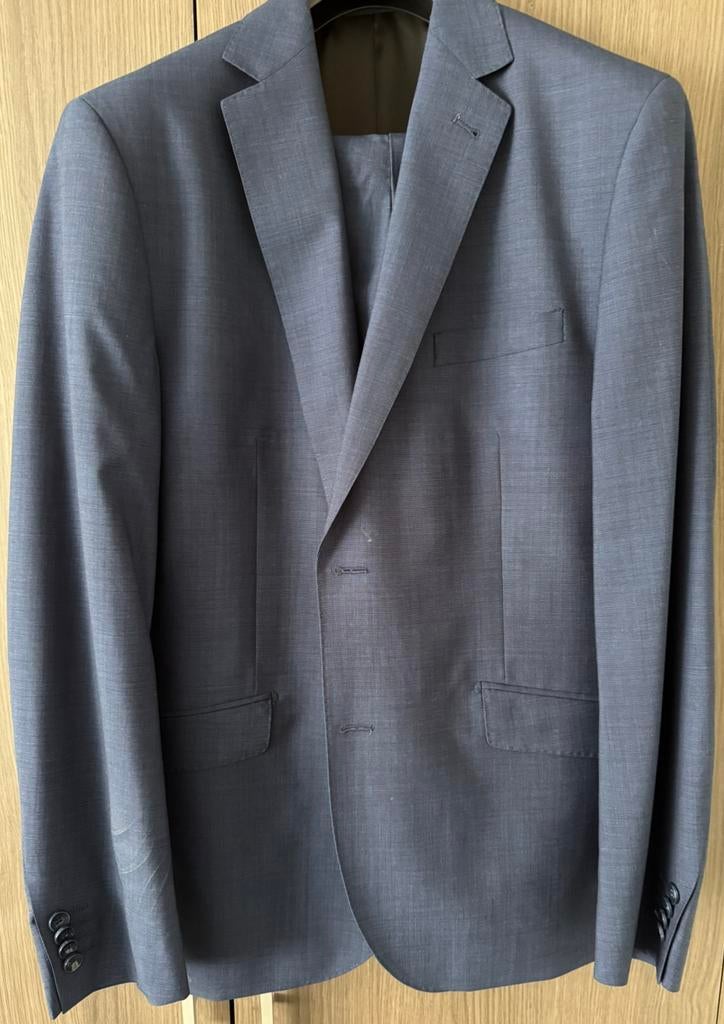 Donkerblauw herenpak Luigi – maat 50 – zo goed als nieuw, Ophalen, Zo goed als nieuw, Maat 48/50 (M), Blauw