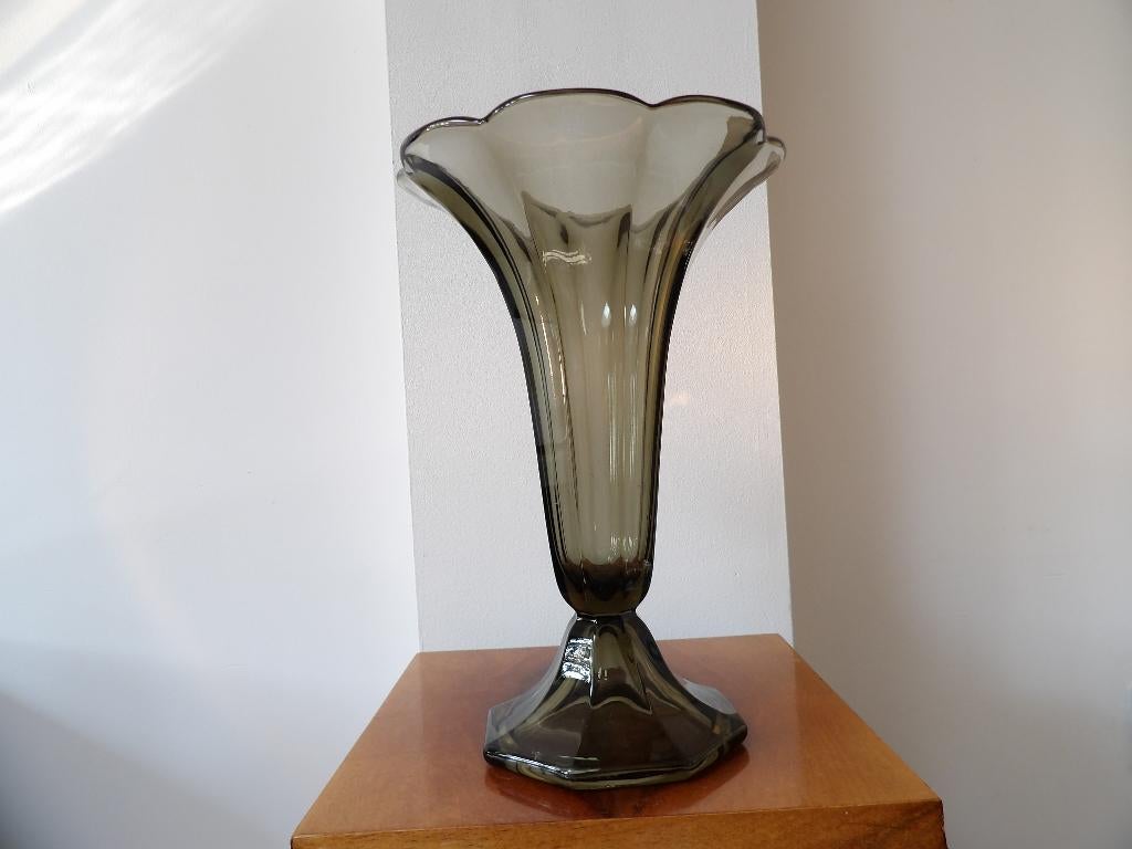Art Deco zeer Grote Vaas Inwald, Fumee/groen, Ophalen of Verzenden