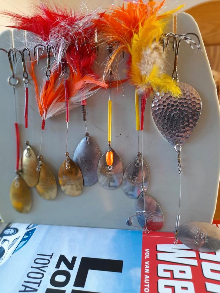 9 VINTAGE LUXOR SUCCES ULTRA LIGHT SPINNERS lengte 11-14 cm, Watersport en Boten, Hengelsport | Algemeen, Zo goed als nieuw, Kunstaas