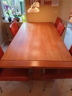 Eiken tafel en  6 leren stoelen (Bert Plantagie), Huis en Inrichting, Tafels | Eettafels, Ophalen, Gebruikt, 200 cm of meer, 200 cm of meer