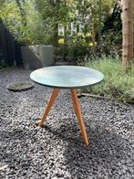 Tafel groen blad met 3 houten pootjes, Ophalen, Minder dan 55 cm, Gebruikt, Rond