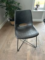 3 leren stoelen met metalen onderstel, Huis en Inrichting, Stoelen, Ophalen, Gebruikt, Drie, Zwart