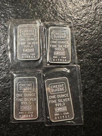 4x 1 oz Credit Suisse in seal beschikbaar voor biedingen