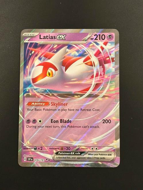Latias ex (076/191) Surging Sparks, Hobby en Vrije tijd, Verzamelkaartspellen | Pokémon, Zo goed als nieuw, Losse kaart, Ophalen of Verzenden