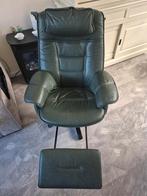 Fauteuil leer groen, Huis en Inrichting, Fauteuils, Ophalen, Gebruikt, 50 tot 75 cm, Hout