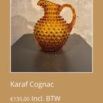Cognac Kleurige karaf, bubbeltjes, was €135,-, Huis en Inrichting, Ophalen of Verzenden, Zo goed als nieuw, Overige stijlen, Overige typen