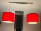 Hanglamp met twee kappen (Rood), Huis en Inrichting, Lampen | Hanglampen, Ophalen, Modern Tijdloos, Zo goed als nieuw, Metaal