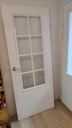 Binnendeur opdek wit met glas, Glas, 80 tot 100 cm, Gebruikt, Ophalen