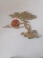 vintage messing wandplaquette van een boom met zon izgst, Antiek en Kunst, Antiek | Koper en Brons, Verzenden, Koper