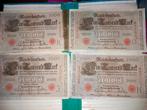 4x reichsbanknote bankbiljetten, Ophalen of Verzenden, Duitsland