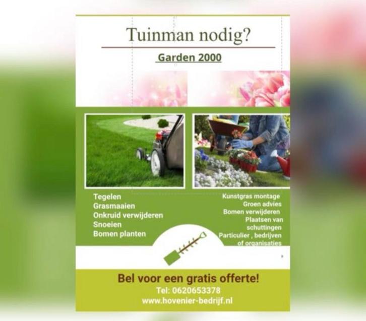 Garden 2000 professionele tuin bedrijf, Diensten en Vakmensen, Tuinmannen en Stratenmakers, Hekwerk of Schuttingen, Tuinonderhoud of Snoeiwerk