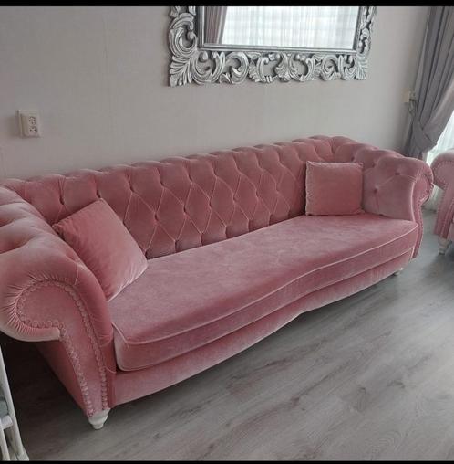 Chesterfield banken set, Huis en Inrichting, Banken | Bankstellen, Zo goed als nieuw, Rechte bank, 200 tot 250 cm, 75 tot 100 cm